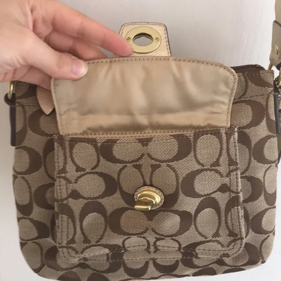 Coach Brown / Tan Signature Crossbody Bag - Picture 10 of 13